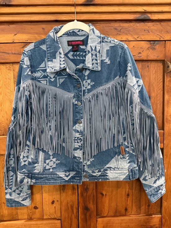 Rock & Roll Denim Jackets & Blazers - Rock & Roll Fringed Denim Jacket